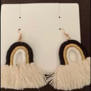 Black, gold and white earrings
